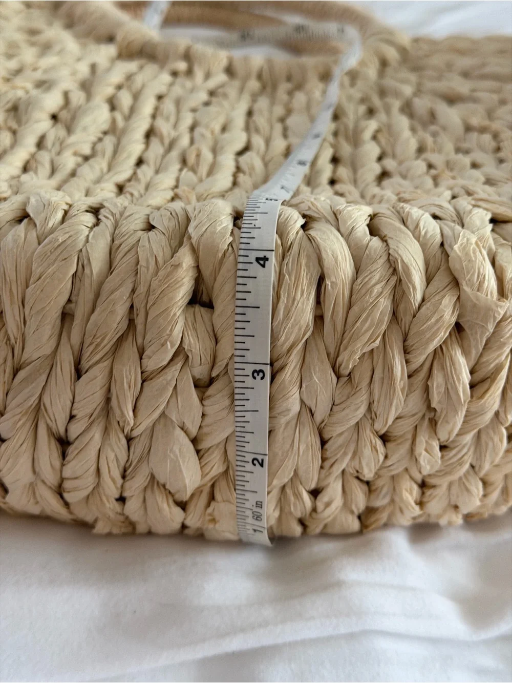 Natural Woven Raffia Circle Handle Tote Bag Boho Beach Purse Beige